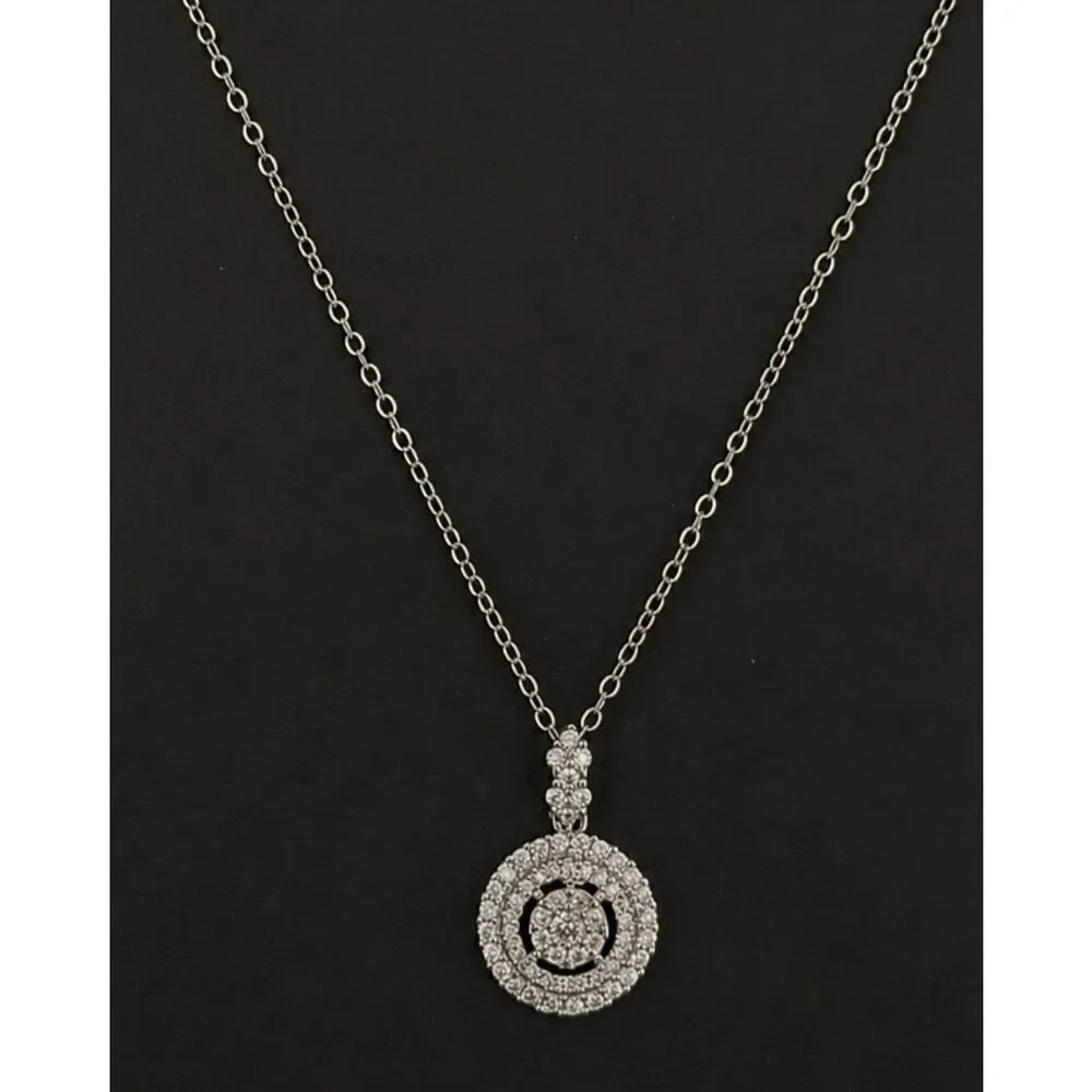 Men’s Crystal Medallion Pendant Necklace in Silver Silver